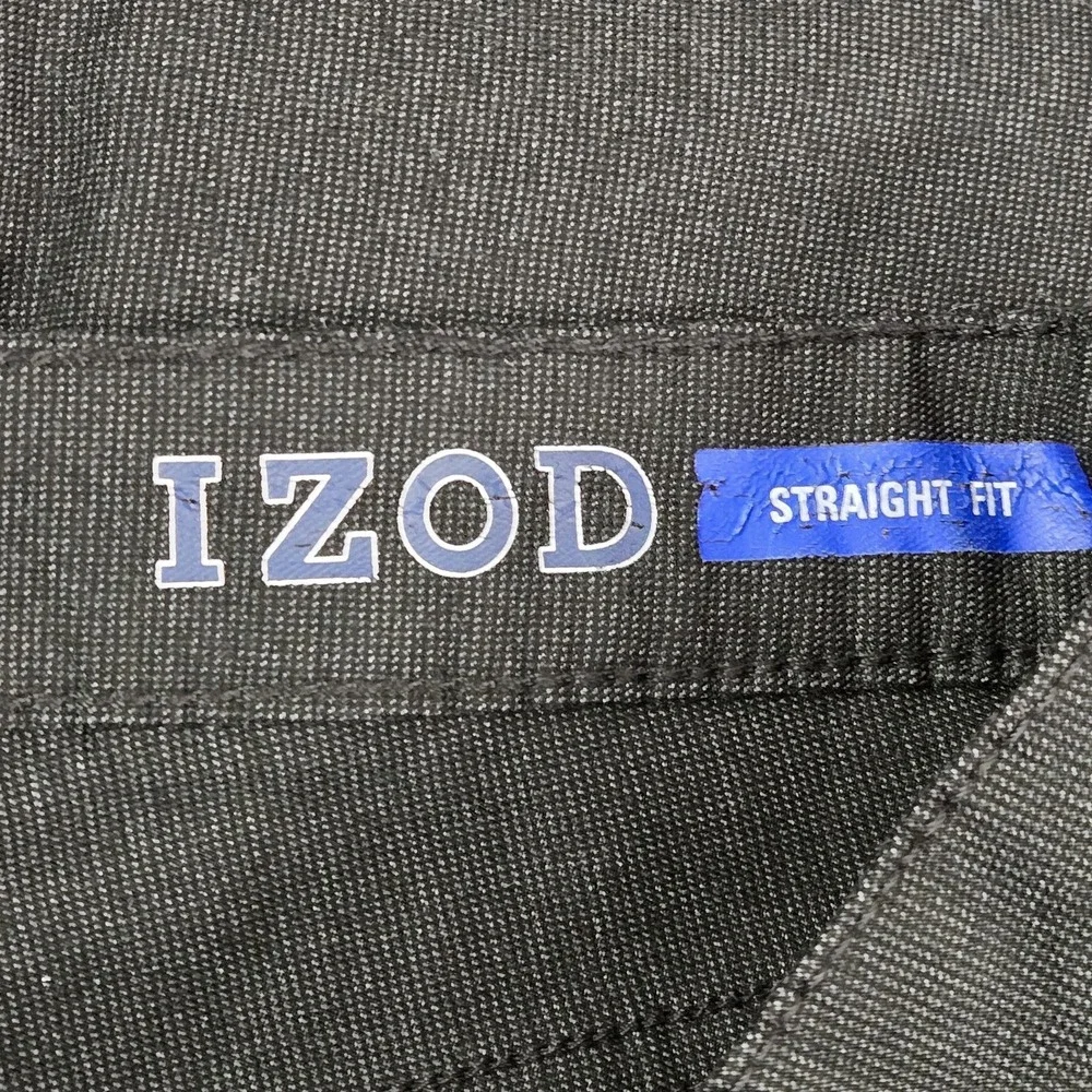 IZOD Men Pants 34X32 Black Nylon Rayon Chino Golf Straight Fit Performance